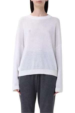 Brunello Cucinelli Strik, Dame, Hvid, M, Beige Strik Pullover Sweater