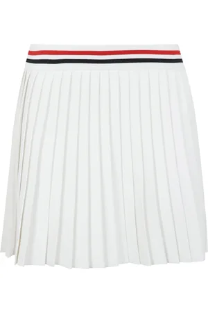 Thom Browne Nederdel, Dame, Hvid, S, RWB Plisseret Bånd Nederdel