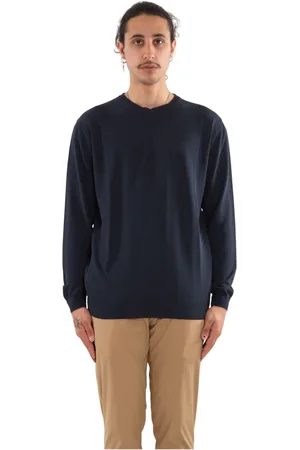 Daniele Fiesoli Strik, Herre, Blå, 3XL, Crepe Cotton Sweater