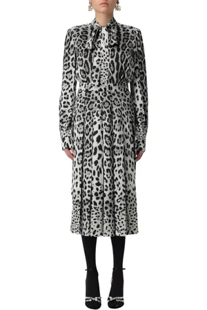 Dolce & Gabbana Kjole, Dame, Flerfarvet, M, Leopard Print Midi Kjole