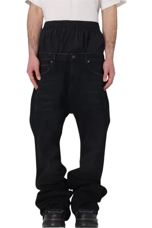Balenciaga Jeans, Herre, Blå, M, Uld, Blå Straight-Leg Elastik Talje Bukser