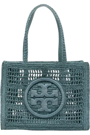 Tory Burch Taske, Dame, Grøn, ONE SIZE, Læder, Teal Straw Tote Bag
