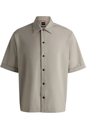 HUGO BOSS Skjorte, Herre, , M, Polyester, Kortærmet polyester skjorte ensfarvet
