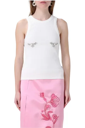Des Phemmes Top, Dame, Hvid, S, Bomuld, Krystal Ribbet Tank Top