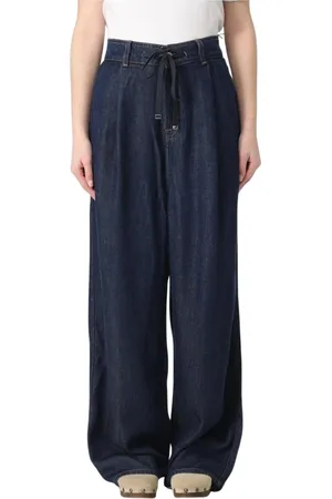 7 for all Mankind Jeans, Dame, Blå, W27, Blå Wide Leg Jeans Snørelinning