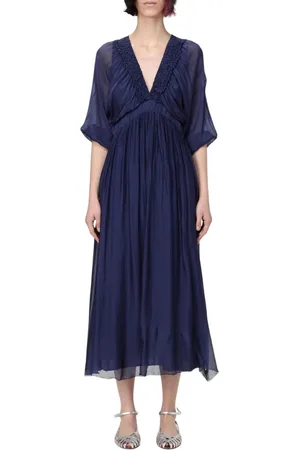Kaos Kjole, Dame, Blå, M, Blå Elegant Midi Kjole Kvinder