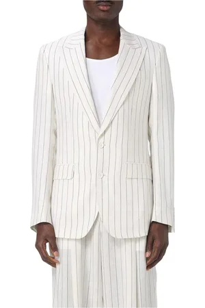 Dolce & Gabbana Jakke, Herre, , M, Linned, Hvid Pinstripe Linned Blazer