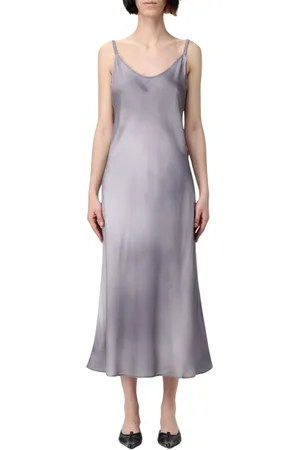 Acne Studios Kjole, Dame, Grå, S, Elegant Grå Silke Slip Kjole