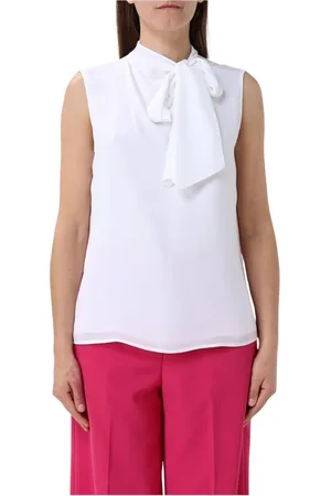 Liu Jo Top, Dame, Hvid, M, Uld, Rosa Sløjfe Hals Bluse