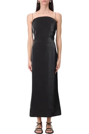 Jacquemus Kjole, Dame, Sort, M, Uld, Sort Silke Slip Kjole Midi