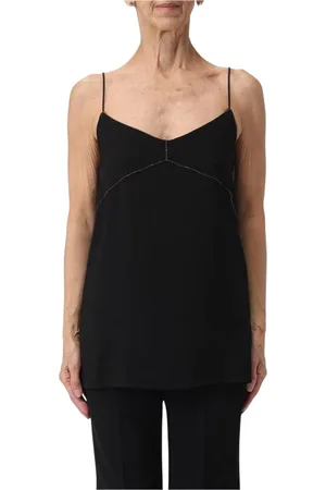 Fabiana Filippi Top, Dame, Sort, S, Sort Silke V-Hals Camisole Top