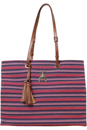 Patrizia Pepe Taske, Dame, Flerfarvet, ONE SIZE, Uld, Blå Stribet Tassel Tote Taske