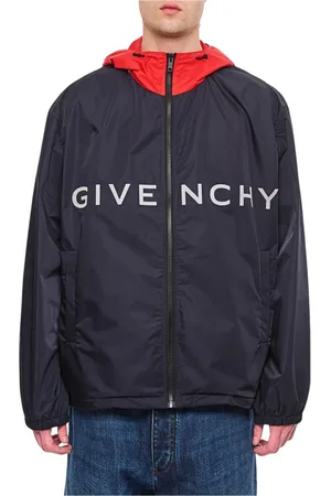 Givenchy Jakke, Herre, Blå, XL, Nylon, ToFarvet Logo Windbreaker Jakke