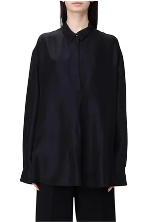 BARENA Bluser & Skjorter, Dame, Sort, S, Sort Button-Up Skjorte Elegant Stil