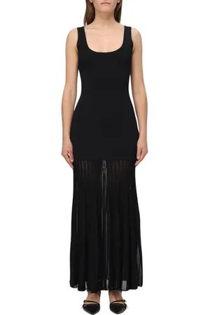 Michael Kors Kjole, Dame, Sort, M, Sort Strik Maxi Kjole Med Plisseret Overlay