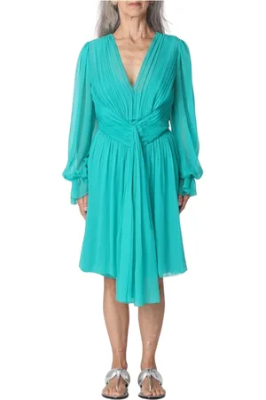 Alberta Ferretti Kjole, Dame, Blå, XS, Chiffon, Grøn Silke Chiffon Knude Kjole