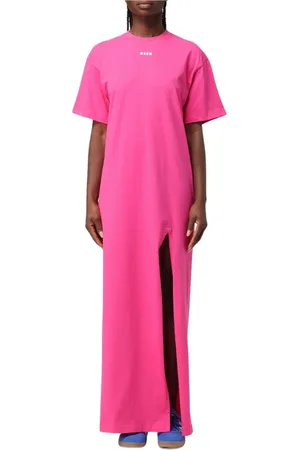Msgm Kjole, Dame, Lyserød, XS, Bomuld, Elegant Side Slit Kjole