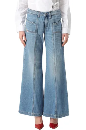 Diesel Jeans, Dame, Blå, W27, Bomuld, Blå Lomme Vidde Jeans