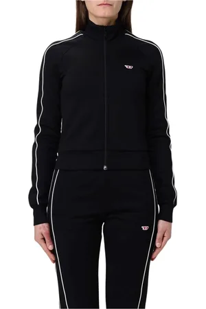 Diesel Sweathshirts & Hoodies, Dame, Sort, M, Uld, Stilfuld Zip-Up Track Jacket Activewear