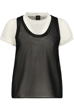 Pinko Top, Dame, Hvid, XS, Bomuld, Hvid Bomuldssweater Halvtransparent Klassisk Stil
