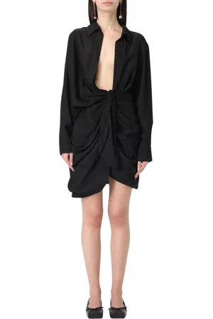 Jacquemus Kjole, Dame, Sort, 2XS, Sort Skjorte Mini Kjole