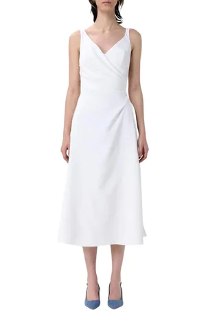 ERMANNO SCERVINO Kjole, Dame, Hvid, S, Rød V-hals Midi Kjole