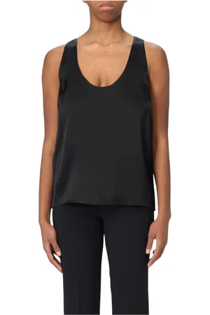 Twin-Set Top, Dame, Sort, 2XL, Lyserød Silke Cami Top