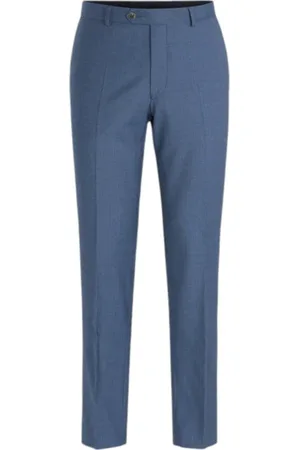 Oscar Jacobson Bukser, Herre, Blå, 3XL, Uld, Blå Slim Fit Uldbukser