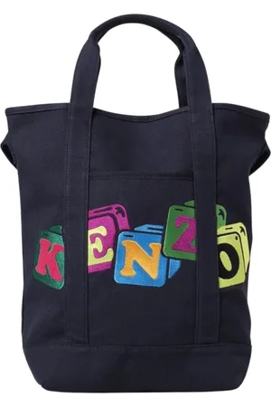 Kenzo Taske, Dame, Blå, ONE SIZE, Uld, Broderet lærredstote taske