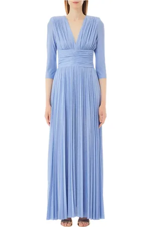 Liu Jo Kjole, Dame, Blå, M, Polyester, Elegant 3/4 Ærme Kvinders Kjole