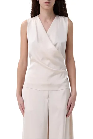HANITA Top, Dame, , XS, Uld, Sort Silke Wrap Top Ærmeløs