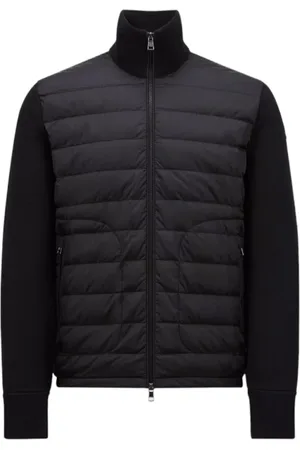 Moncler Jakke, Herre, Sort, 3XL, Uld, Quiltet Uld Cardigan Sort
