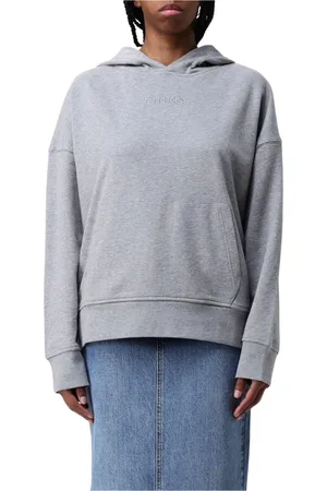 Pinko Sweathshirts & Hoodies, Dame, Grå, M, Bomuld, Grå Oversized Hoodie
