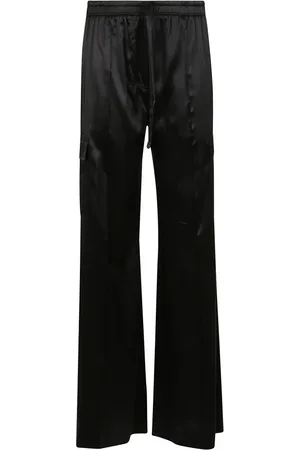 Tom Ford Bukser, Dame, Sort, S, Satin, Cargo satinbukser med elastisk snøre i taljen og to sidelommer