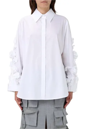 MEIMEIJ Bluser & Skjorter, Dame, Hvid, M, Bomuld, Elegant Blomst Poplin Skjorte