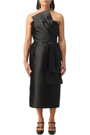 Alberta Ferretti Kjole, Dame, Sort, S, Sort Silke Midi Kjole