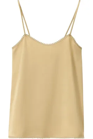 Fabiana Filippi Top, Dame, Gul, S, Silke Cami Top med Rå Kant