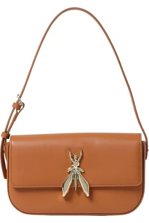 Patrizia Pepe Taske, Dame, Brun, ONE SIZE, Læder, Brun læderclutch med insektdetalje