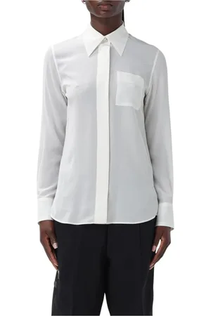 Lanvin Bluser & Skjorter, Dame, Hvid, S, Tyl, Elegant Beige Silk Bluse Skjorte