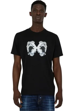 John Richmond Top, Herre, Sort, S, Bomuld, T-shirt med grafisk tryk på forsiden