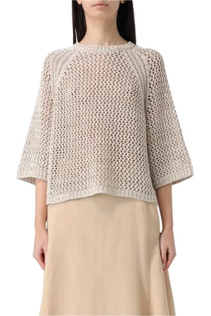 Fabiana Filippi Strik, Dame, Hvid, L, Hvid Strik Pullover Sweater