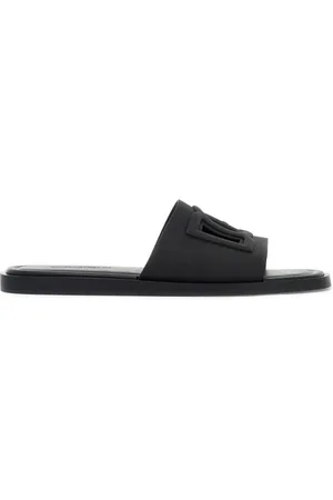 Dolce & Gabbana Sko, Herre, Sort, 42 EU, Gummislides med udskåret DG-logo