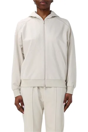 Brunello Cucinelli Sweathshirts & Hoodies, Dame, Hvid, S, Hvid ZipUp Hoodie Afslappet Pasform