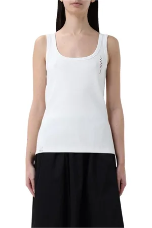 Marni Top, Dame, Hvid, XS, Bomuld, Ribbet Slim Fit Tank Top Hvid