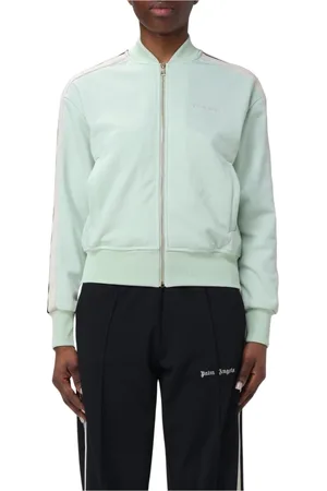 Palm Angels Sweathshirts & Hoodies, Dame, Grøn, L, Sort ZipUp Track Jacket med Side Stripes