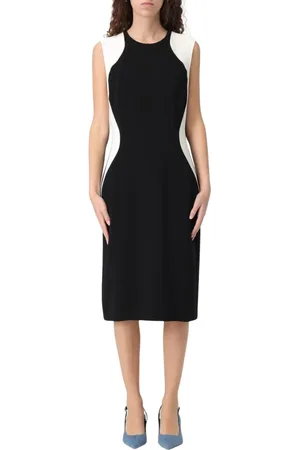 Stella McCartney Kjole, Dame, Sort, XS, Elegant Colorblocked Midi Kjole