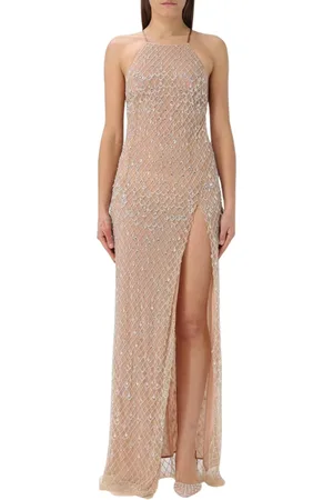 Elisabetta Franchi Kjole, Dame, Lyserød, M, Tyl, Rosa Halter Maxi Kjole