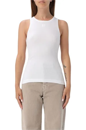 Ganni Top, Dame, Hvid, M, Bomuld, Hvid Ribbet Tank Top Klassisk Pasform