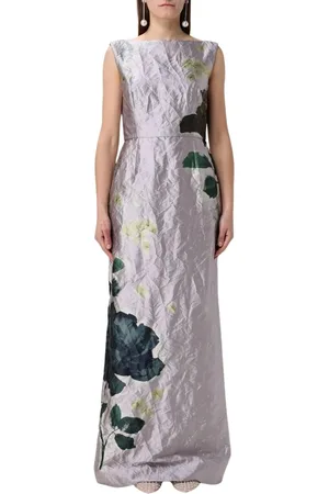 Erdem Kjole, Dame, Grå, M, Uld, Blomstret Lilla Maxi Kjole
