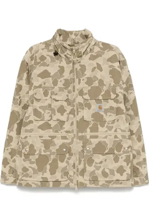 Carhartt Jakke, Herre, Grøn, S, Uld, Olivengrøn Cargo-jakke med skjult hætte